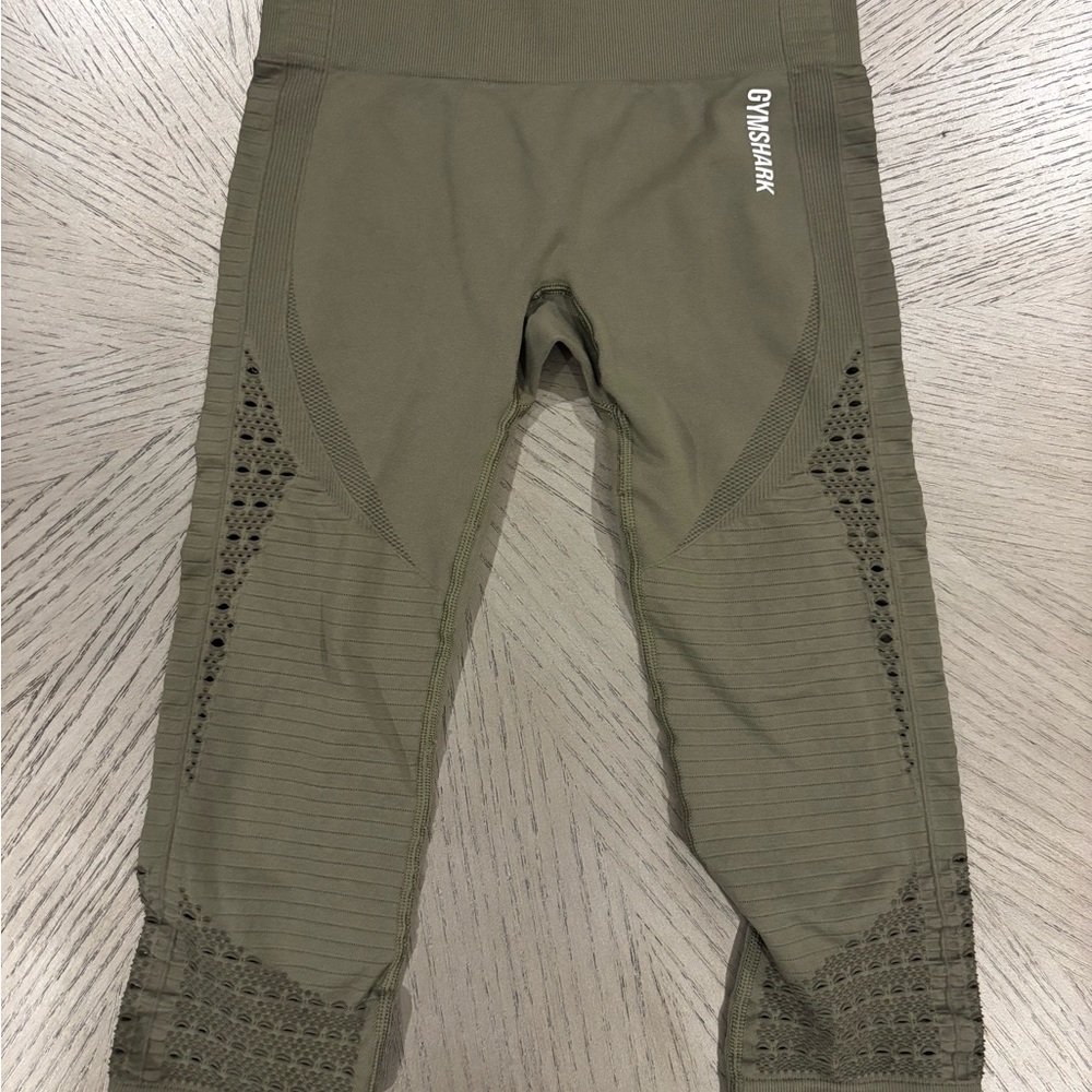 Gymshark Energy Seamless Cropped Olive Leggings